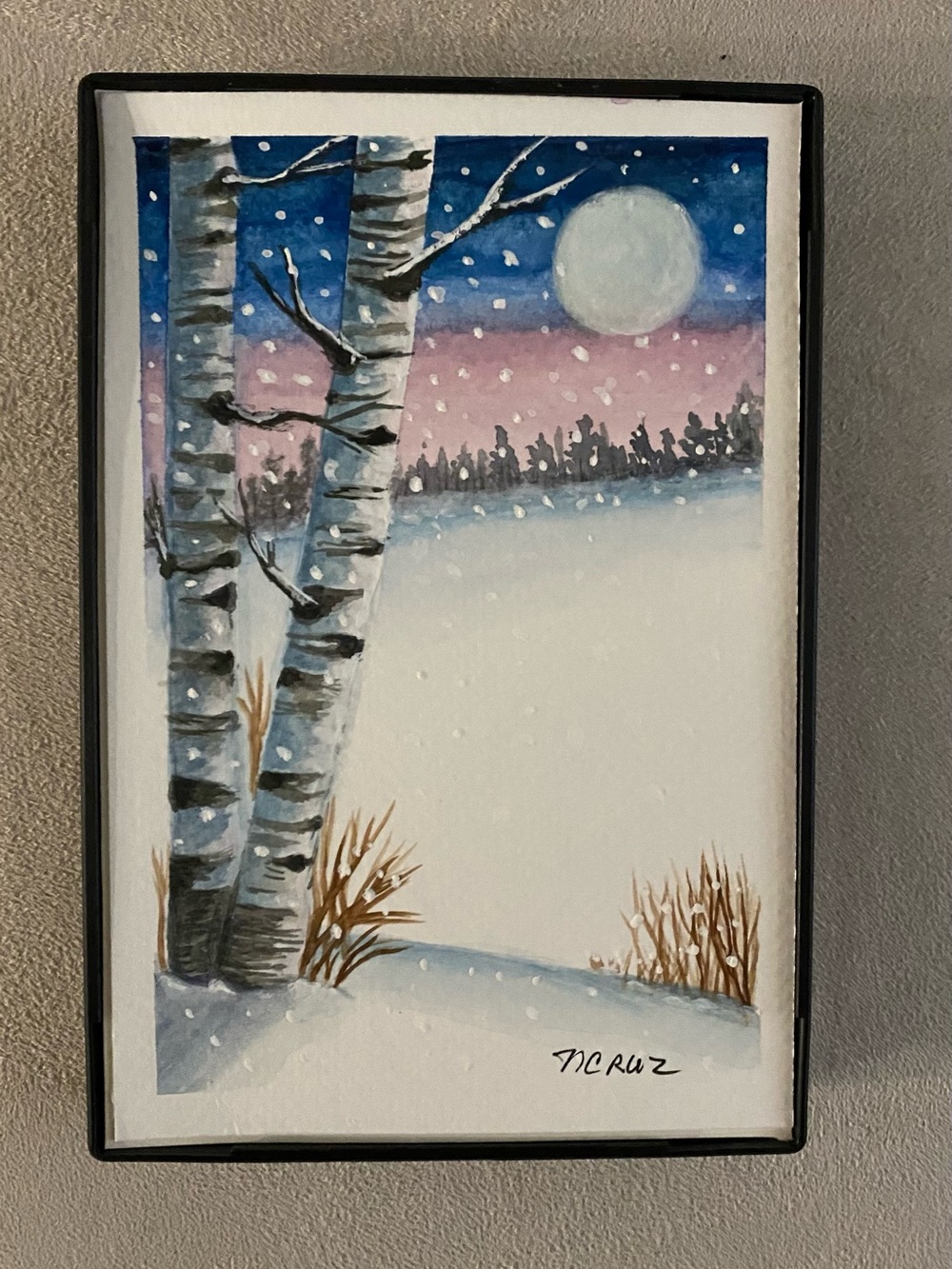 Hand Crafted Art “Winter Birch Trees”
